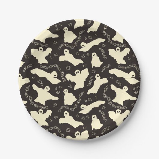 Creamy Ghosts - Halloween-Muster. Pappteller (Vorderseite)