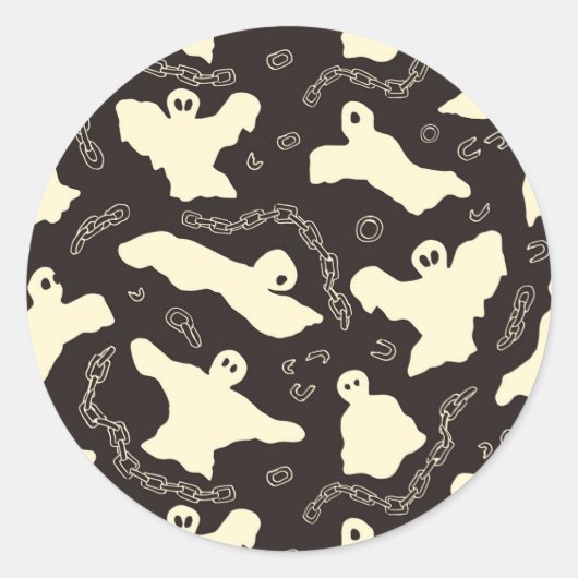 Creamy Ghosts - Halloween-Muster. Runder Aufkleber (Vorderseite)