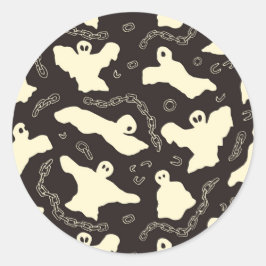 Creamy Ghosts - Halloween-Muster. Runder Aufkleber