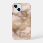 Creamy Gold Pink Marmor Muster iPhone 15 Hülle (Rückseite)
