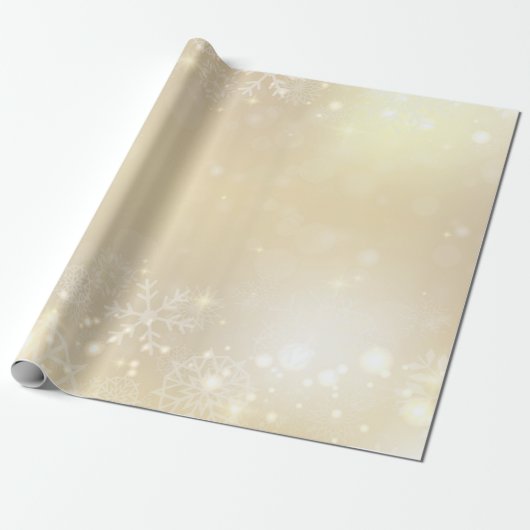 Creamy Golden Christmas Schneeflocken Geschenkpapier (Ungerollt)