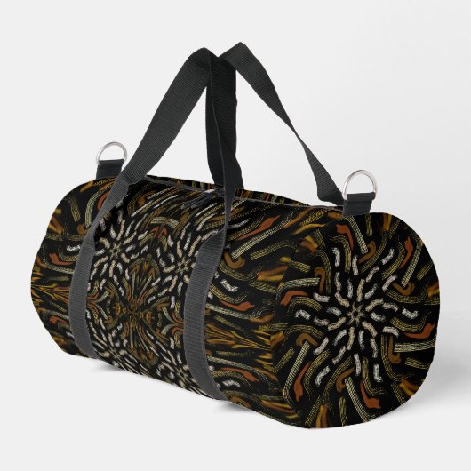 Creamy Golden Yellows Raked Pattern On Black Duffle Bag (Linke Seite)
