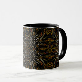 Creamy Golden Yellows Raked Pattern On Black Tasse