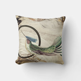 Creamy Ivory Artistic Abstrakt Hummingbird Design Kissen