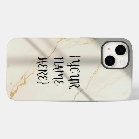 Creamy Marble Monogram Tough Style iPhone Case (Rückseite (Horizontal))