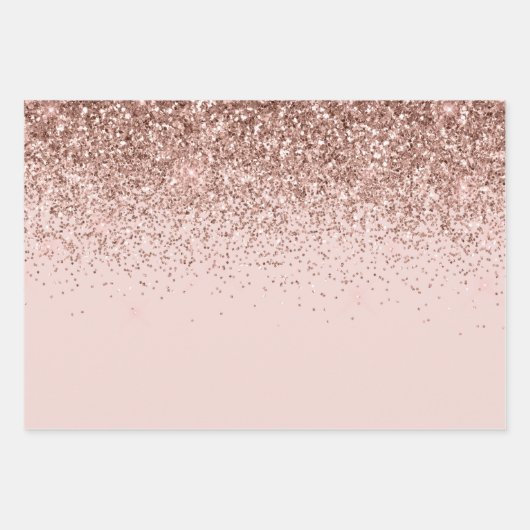 Creamy Mauve Rose Gold Glitzer Sparkle Geschenkpapier Set (Vorderseite 3)