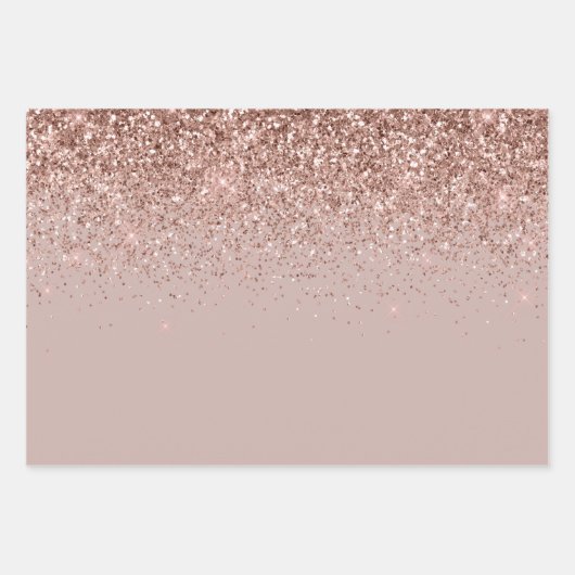 Creamy Mauve Rose Gold Glitzer Sparkle Geschenkpapier Set (Vorderseite)
