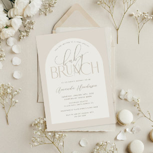 Creamy Neutral Baby Brunch Babydusche Einladung