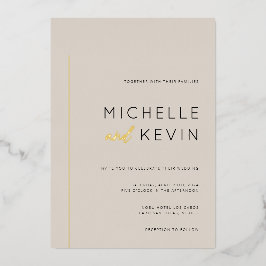 Creamy Neutrals Gold Detail Hochzeit Folieneinladung