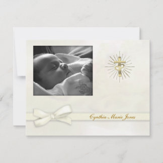 Creamy Pastel Christening Foto Einladung