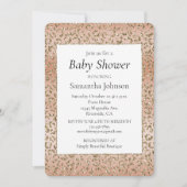 Creamy Peach Glitzer Gold Leopard Print Einladung (Vorderseite)