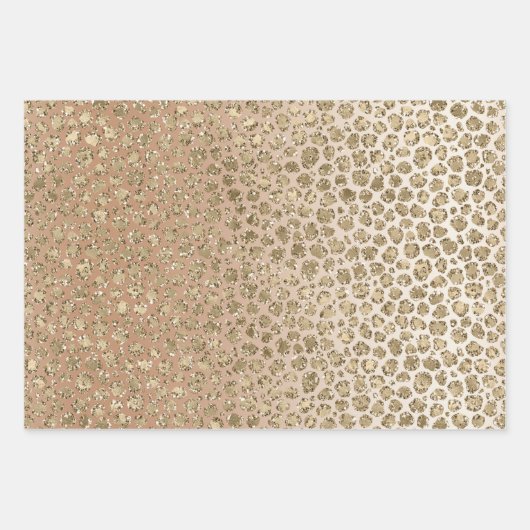 Creamy Peach Gold Leopard Animal Print Geschenkpapier Set (Vorderseite 2)
