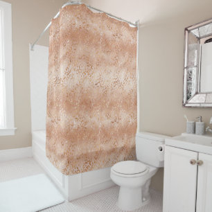 Creamy Peach Rose Blush Leopard Print  Duschvorhang