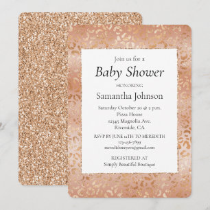 Creamy Peach Rose Blush Leopard Print Einladung