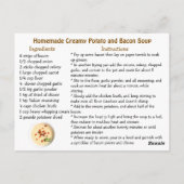 Creamy Potato and Bacon Homemade Soup Recipe Postkarte (Rückseite)