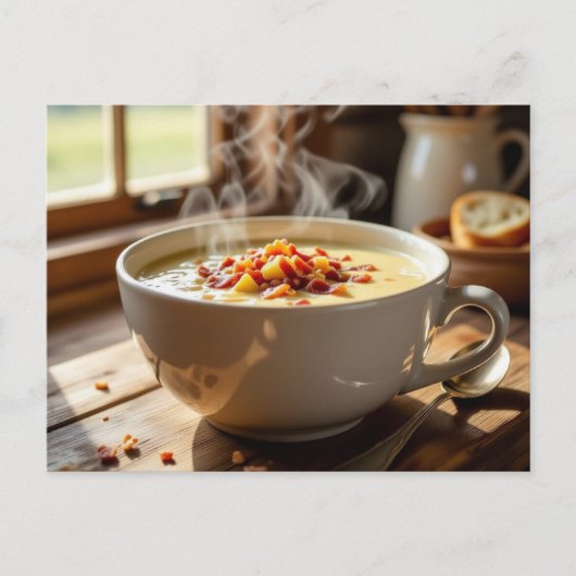 Creamy Potato and Bacon Homemade Soup Recipe Postkarte (Vorderseite)