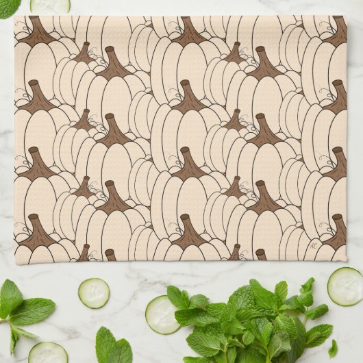 Creamy Pumpkin Pattern Fallküche Handtuch (Gefaltet)