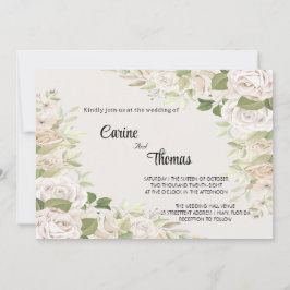 Creamy Rose Wedding Template Einladung