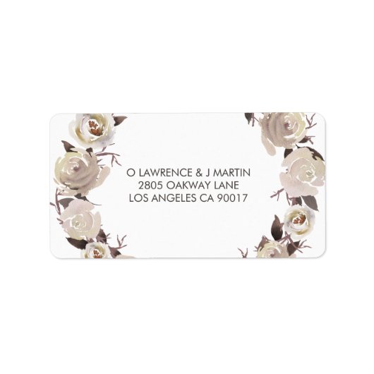 Creamy Rose Wreath Floral Adressaufkleber (Vorne)