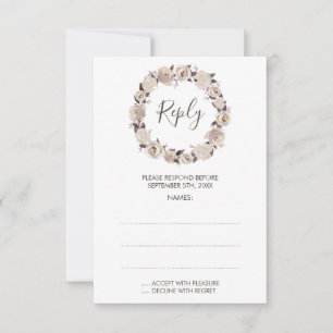 Creamy Rose Wreath Wedding Repair Cards RSVP Karte