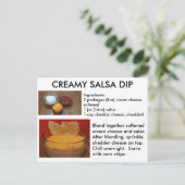 Creamy Salsa Dip Rezeptkarte Postkarte (Stehend Vorderseite)