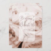 Creamy Soft Blush Pink Roses Elegant Sweet 16 Einladung (Vorne/Hinten)