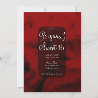 Creamy Soft Rote Rosen Sweet 16 Geburtstagsparty Einladung