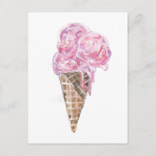 Creamy Strawberry Ice Creme Postkarte