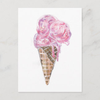 Creamy Strawberry Ice Creme Postkarte