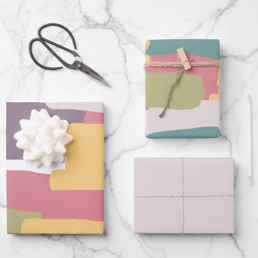 Creamy Summer Colors Splash Muster Geschenkpapier Set (Vorderseite)