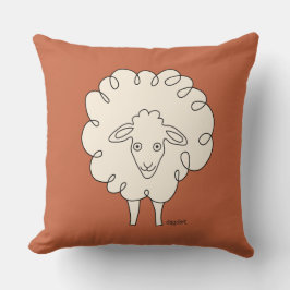 Creamy Whimsical Sheep Throw Kissen
