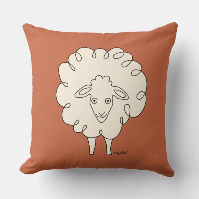 Creamy Whimsical Sheep Throw Kissen (Vorderseite)