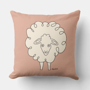 Creamy Whimsical Sheep Throw Kissen