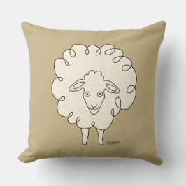 Creamy Whimsical Sheep Throw Kissen