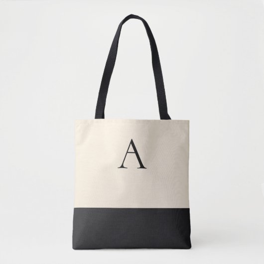 CREAMY WHITE and Black 1 Letter Monogram Tasche (Vorderseite)