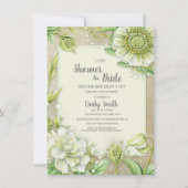 Creamy White Floral Greenery Rustikales Brautparty Einladung (Vorderseite)