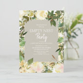 Creamy White Floral Sage Green Empty Nest Party Einladung (Stehend Vorderseite)