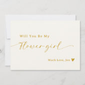 Creamy White Gold Script Flower Girl Vorschlag Car Einladung (Vorderseite)