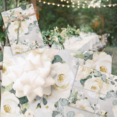 Creamy White Peony & Silver Eukalyptus Greenery Geschenkpapier Set