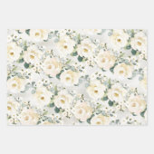 Creamy White Peony & Silver Eukalyptus Greenery Geschenkpapier Set (Vorderseite 2)