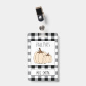 Creamy White Pumpkins Fall Generic Hall Pass Ausweis (Vorderseite mit Clip)