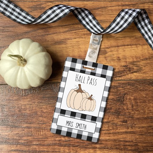 Creamy White Pumpkins Fall Generic Hall Pass Ausweis
