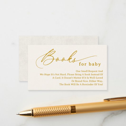 Creamy White Script Books für Baby Enclosure Card Begleitkarte (Vorderseite/Rückseite Beispiel)