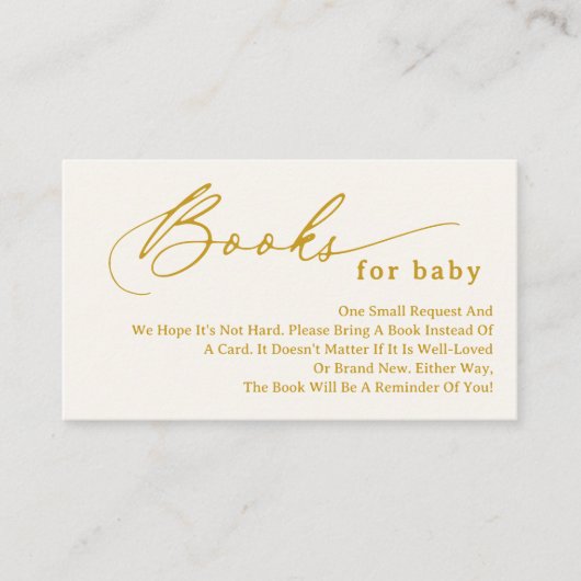 Creamy White Script Books für Baby Enclosure Card Begleitkarte (Vorderseite)
