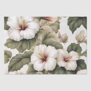Creamy White Tropical Hibiskus Seidenpapier