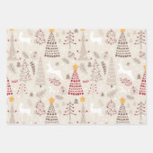 Creamy White, Weihnachtsbaum und Hirsch Geschenkpapier Set (Vorderseite 3)
