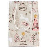 Creamy White, Weihnachtsbaum und Hirsch Mittlere Geschenktüte (Vorderseite)