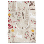 Creamy White, Weihnachtsbaum und Hirsch Mittlere Geschenktüte (Rückseite)