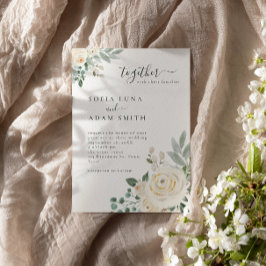 Creamy White Winter Floral Wedding Einladung