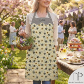 Creamy Yellow & Gray Honeybee Pattern Garening Schürze